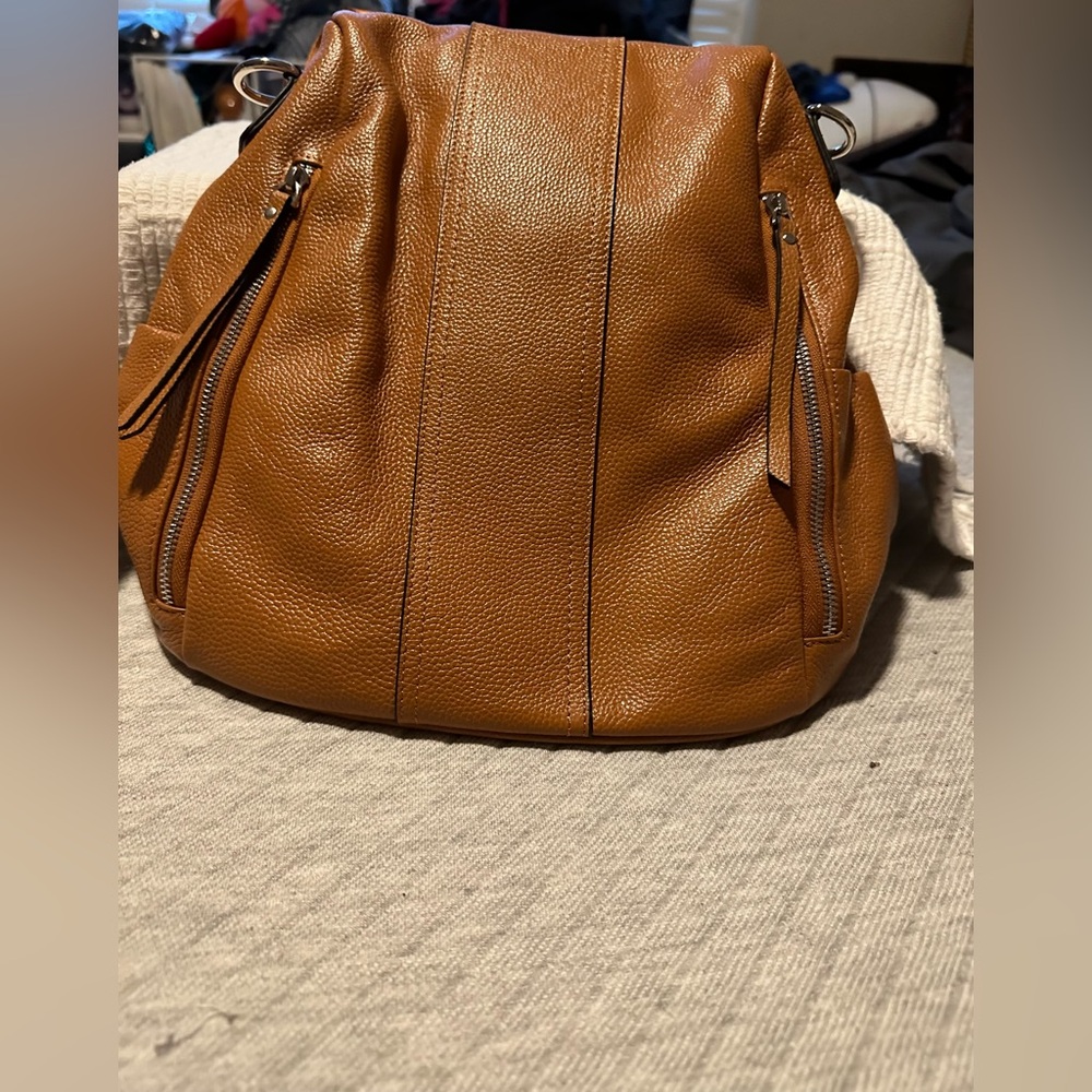 Saddle Brown Leather Backpack - image 1
